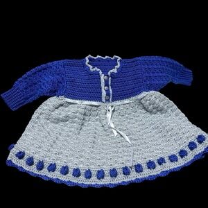 Handmade Multicolor Toddler Girls Long Sleeve Sweater Dress Scalloped Hem Sz S